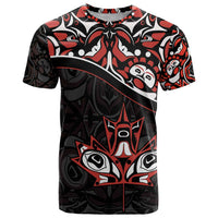 Canada Day T Shirt Haida Maple Leaf Style Tattoo Black - Wonder Print Shop