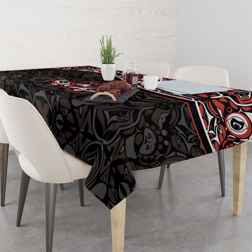 Canada Day Tablecloth Haida Maple Leaf Style Tattoo Black - Wonder Print Shop
