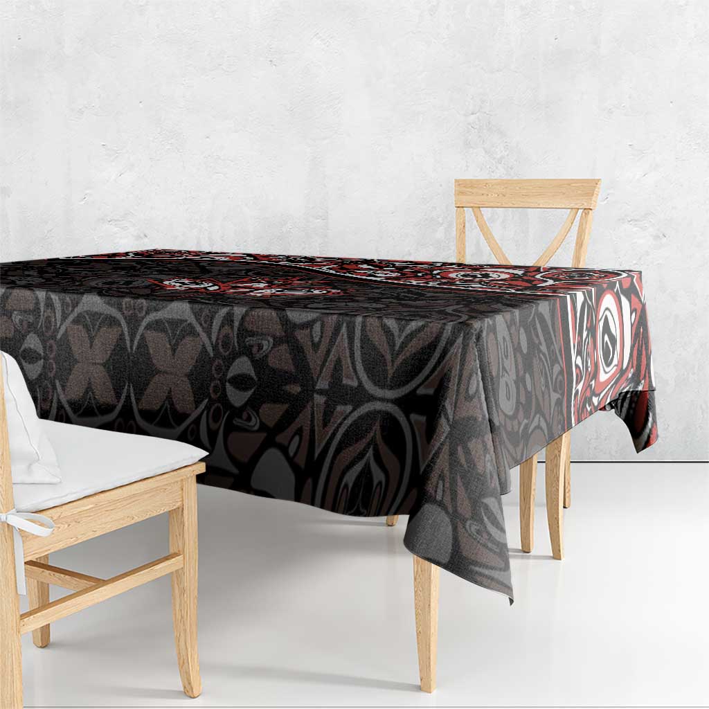 Canada Day Tablecloth Haida Maple Leaf Style Tattoo Black - Wonder Print Shop