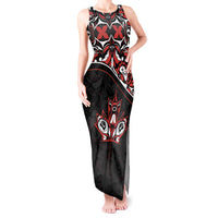 Canada Day Tank Maxi Dress Haida Maple Leaf Style Tattoo Black - Wonder Print Shop