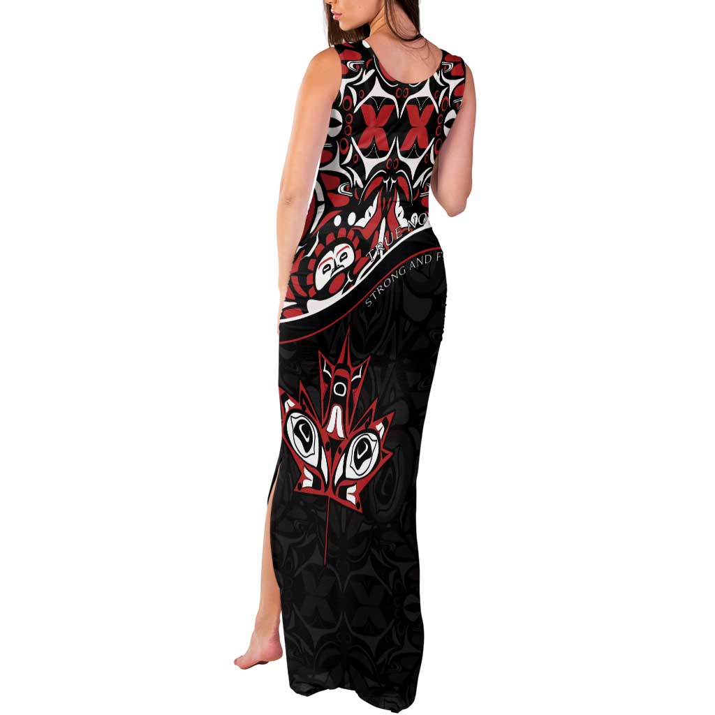 Canada Day Tank Maxi Dress Haida Maple Leaf Style Tattoo Black - Wonder Print Shop