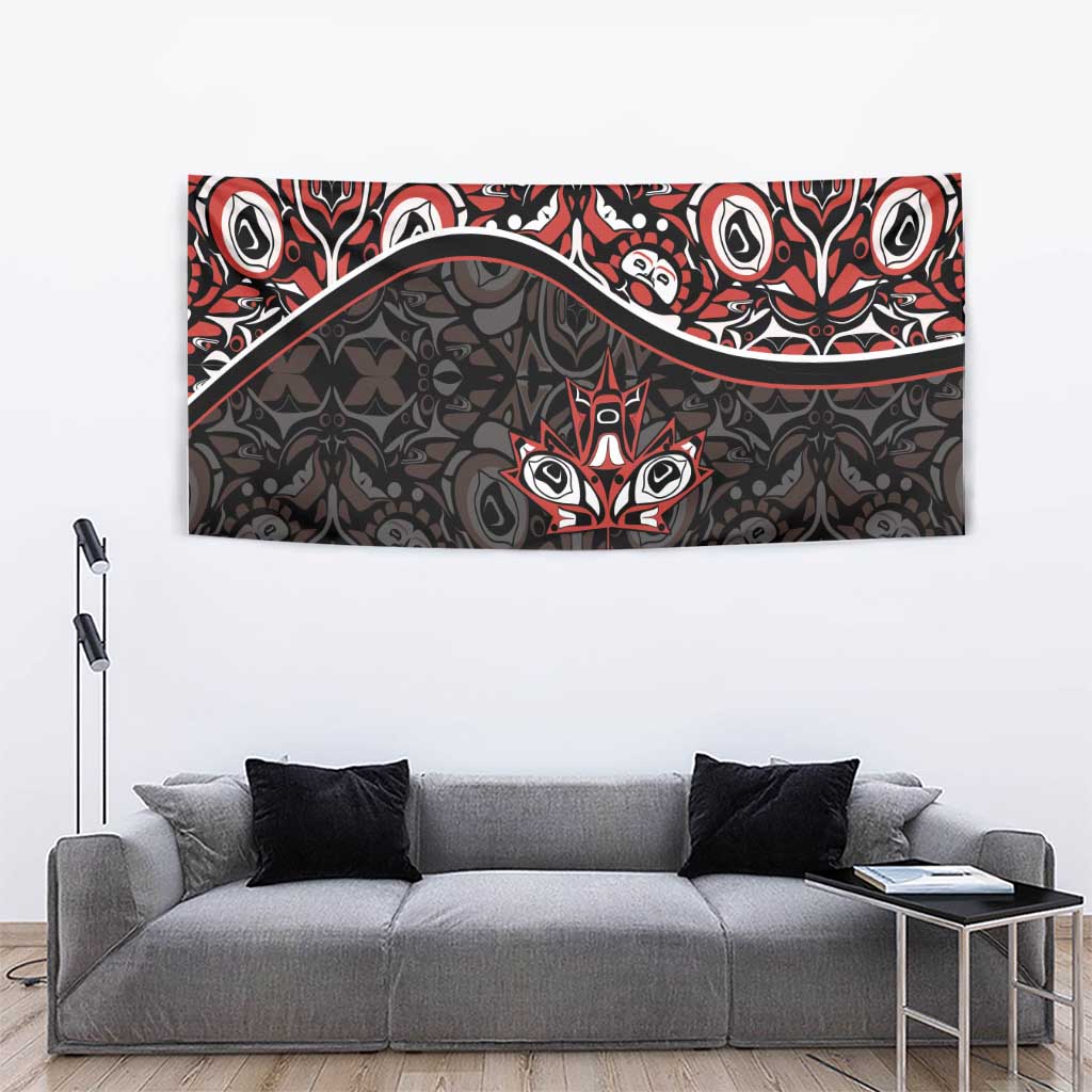 Canada Day Tapestry Haida Maple Leaf Style Tattoo Black - Wonder Print Shop