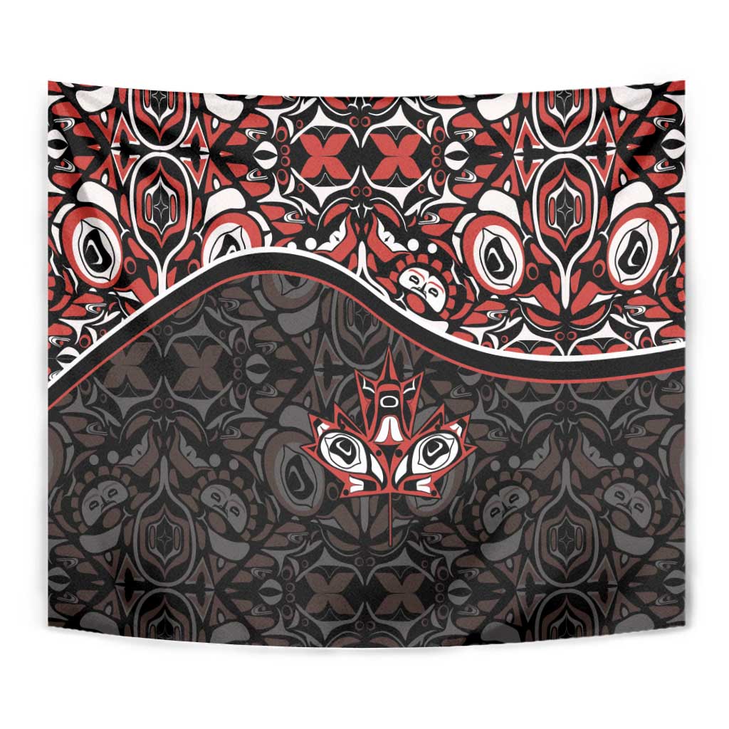 Canada Day Tapestry Haida Maple Leaf Style Tattoo Black - Wonder Print Shop