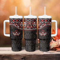 Canada Day Tumbler With Handle Haida Maple Leaf Style Tattoo Black