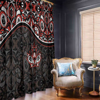 Canada Day Window Curtain Haida Maple Leaf Style Tattoo Black - Wonder Print Shop