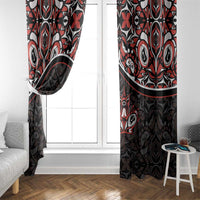 Canada Day Window Curtain Haida Maple Leaf Style Tattoo Black - Wonder Print Shop