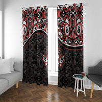 Canada Day Window Curtain Haida Maple Leaf Style Tattoo Black - Wonder Print Shop