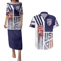 USA Soccer Couples Matching Puletasi and Hawaiian Shirt The Stars and Stripes Football - Road To Champion