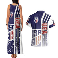 USA Soccer Couples Matching Tank Maxi Dress and Hawaiian Shirt The Stars and Stripes Football - Road To Champion