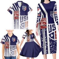 USA Soccer Family Matching Long Sleeve Bodycon Dress and Hawaiian Shirt The Stars and Stripes Football - Road To Champion