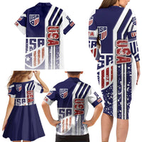 USA Soccer Family Matching Long Sleeve Bodycon Dress and Hawaiian Shirt The Stars and Stripes Football - Road To Champion