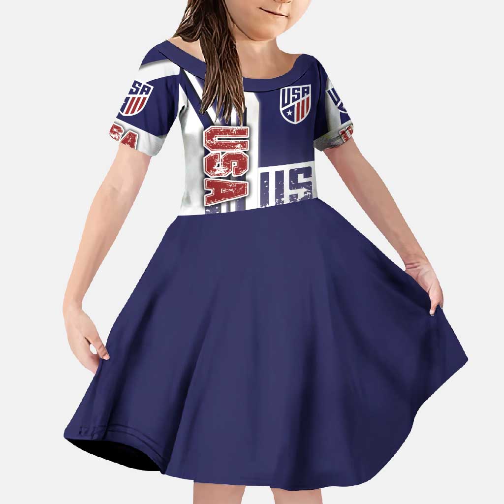 USA Soccer Family Matching Off Shoulder Maxi Dress and Hawaiian Shirt The Stars and Stripes Football - Road To Champion