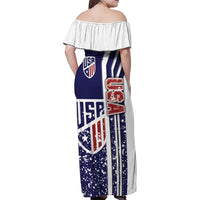 USA Soccer Family Matching Off Shoulder Maxi Dress and Hawaiian Shirt The Stars and Stripes Football - Road To Champion