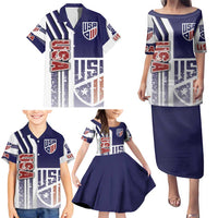 USA Soccer Family Matching Puletasi and Hawaiian Shirt The Stars and Stripes Football - Road To Champion