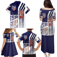 USA Soccer Family Matching Puletasi and Hawaiian Shirt The Stars and Stripes Football - Road To Champion