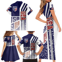 USA Soccer Family Matching Short Sleeve Bodycon Dress and Hawaiian Shirt The Stars and Stripes Football - Road To Champion