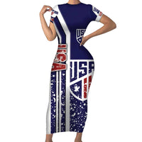 USA Soccer Family Matching Short Sleeve Bodycon Dress and Hawaiian Shirt The Stars and Stripes Football - Road To Champion