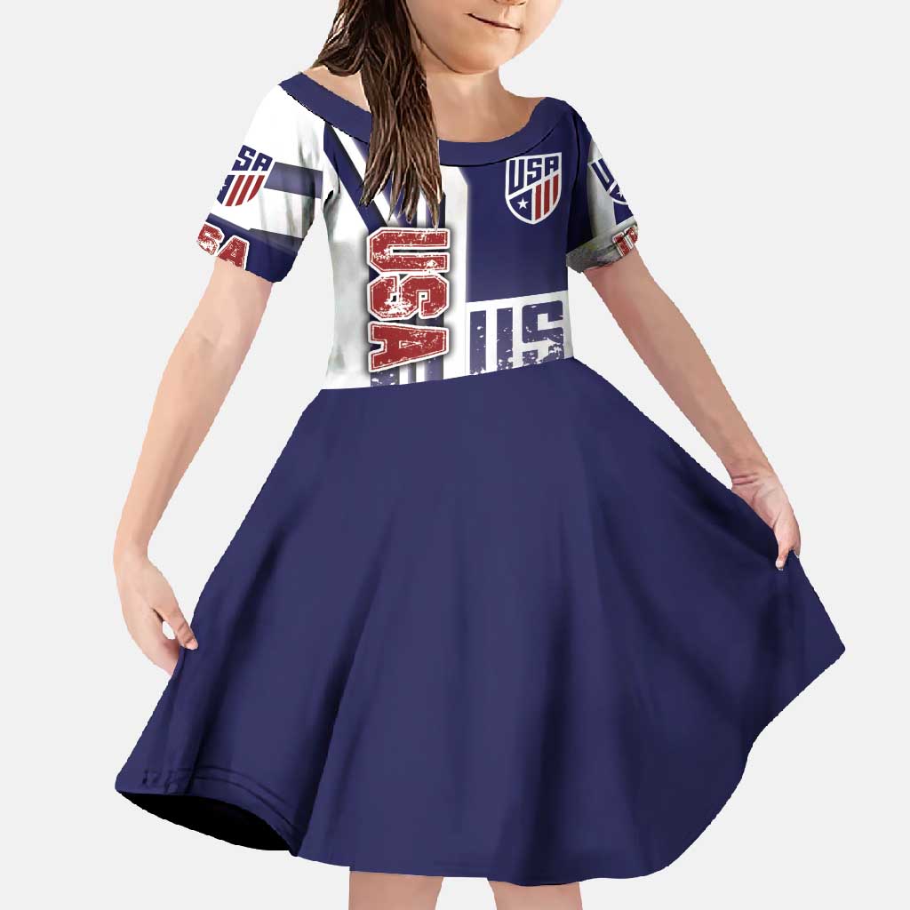 USA Soccer Family Matching Summer Maxi Dress and Hawaiian Shirt The Stars and Stripes Football - Road To Champion
