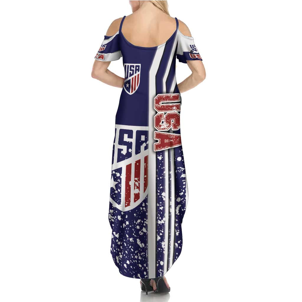 USA Soccer Family Matching Summer Maxi Dress and Hawaiian Shirt The Stars and Stripes Football - Road To Champion