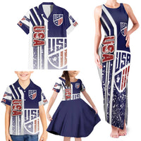 USA Soccer Family Matching Tank Maxi Dress and Hawaiian Shirt The Stars and Stripes Football - Road To Champion
