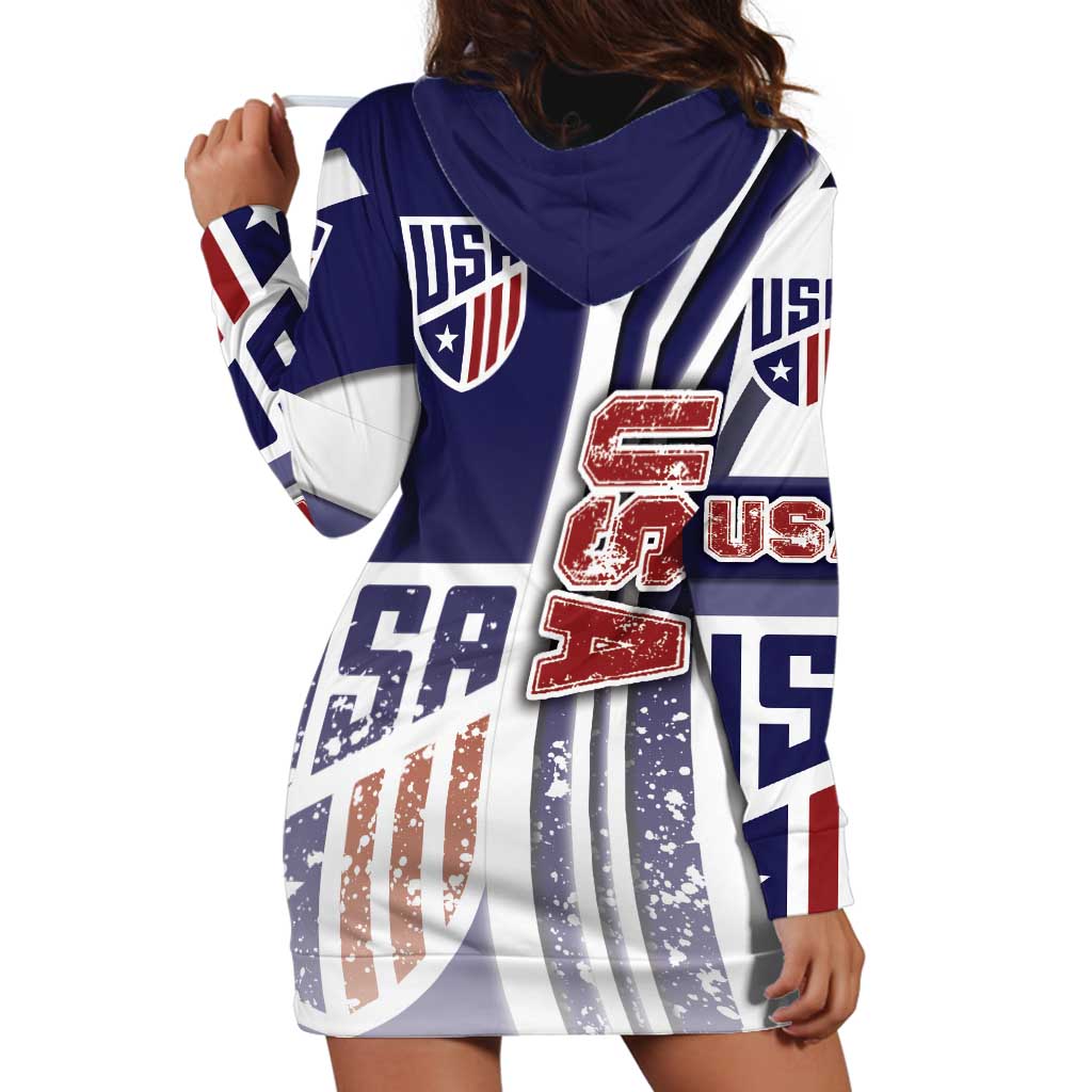 USA Soccer Hoodie Dress The Stars and Stripes Football - Road To Champion