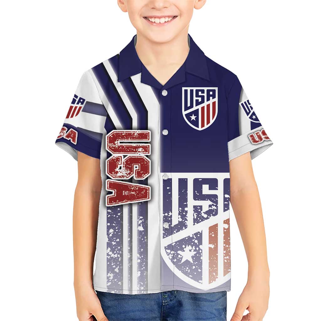 USA Soccer Kid Hawaiian Shirt The Stars and Stripes Football - Road To Champion