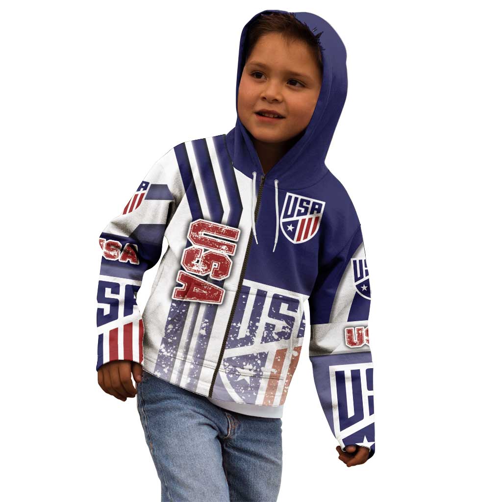 USA Soccer Kid Hoodie The Stars and Stripes Football - Road To Champion - Wonder Print Shop