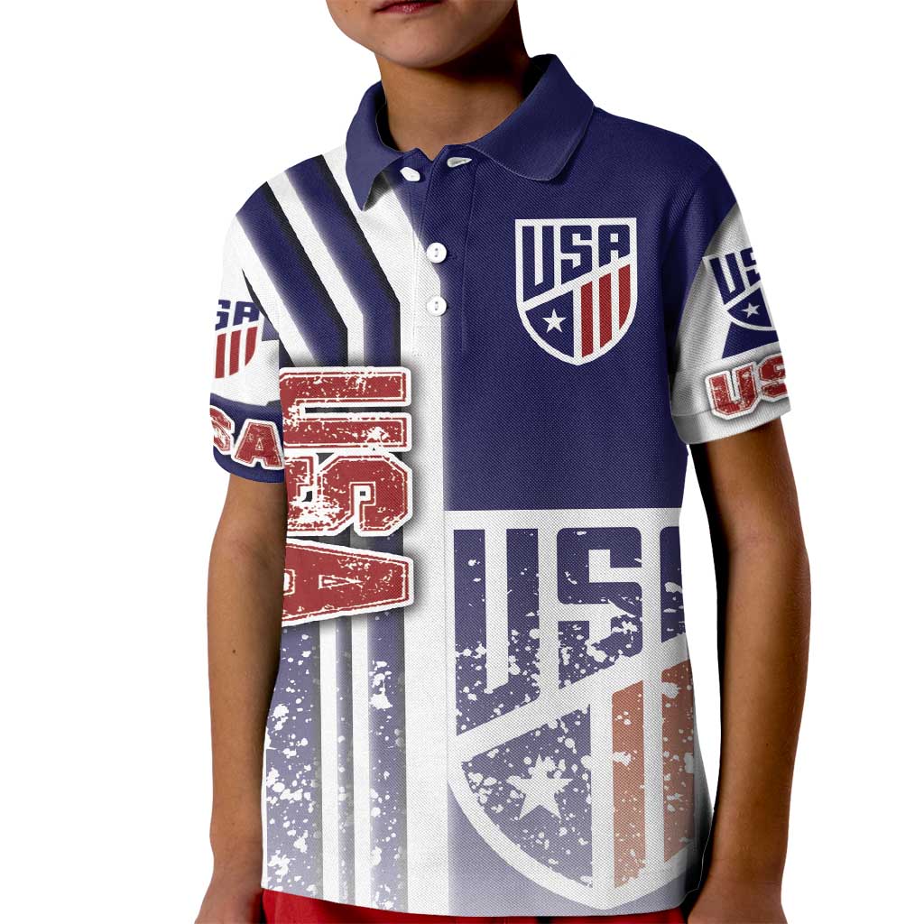USA Soccer Kid Polo Shirt The Stars and Stripes Football - Road To Champion - Wonder Print Shop