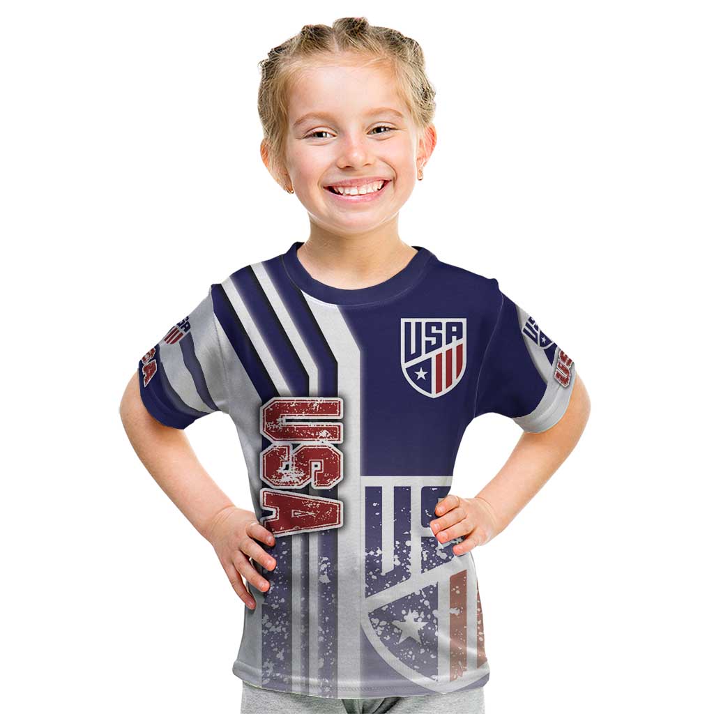 USA Soccer Kid T Shirt The Stars and Stripes Football - Road To Champion - Wonder Print Shop