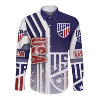 USA Soccer Long Sleeve Button Shirt The Stars and Stripes Football - Road To Champion