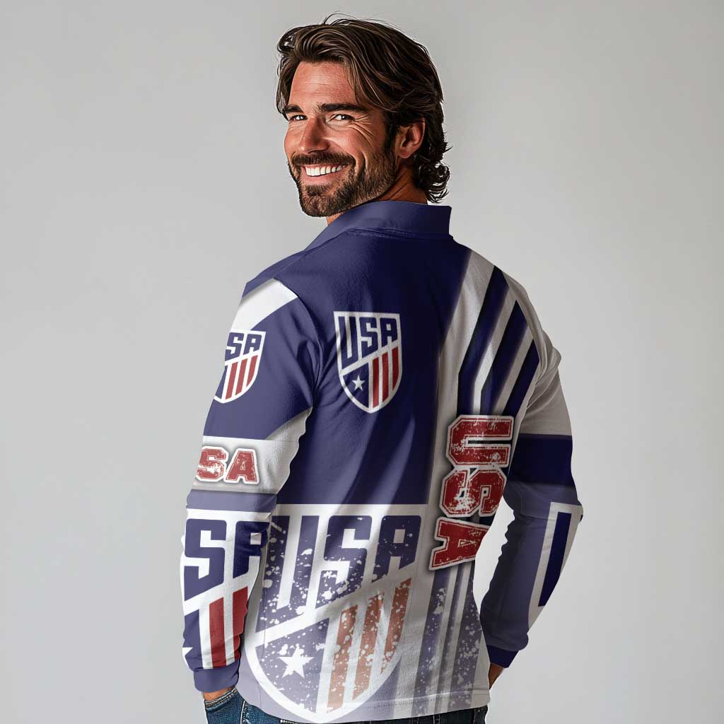 USA Soccer Long Sleeve Polo Shirt The Stars and Stripes Football - Road To Champion - Wonder Print Shop