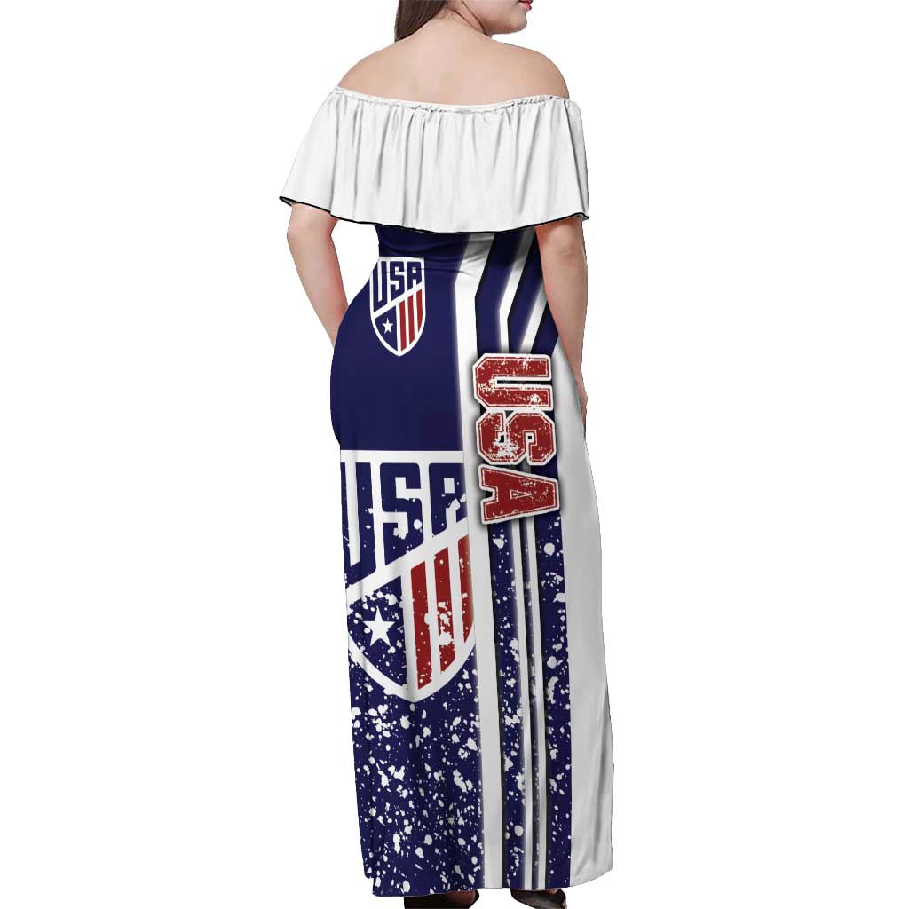USA Soccer Off Shoulder Maxi Dress The Stars and Stripes Football - Road To Champion - Wonder Print Shop