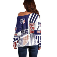 USA Soccer Off Shoulder Sweater The Stars and Stripes Football - Road To Champion - Wonder Print Shop