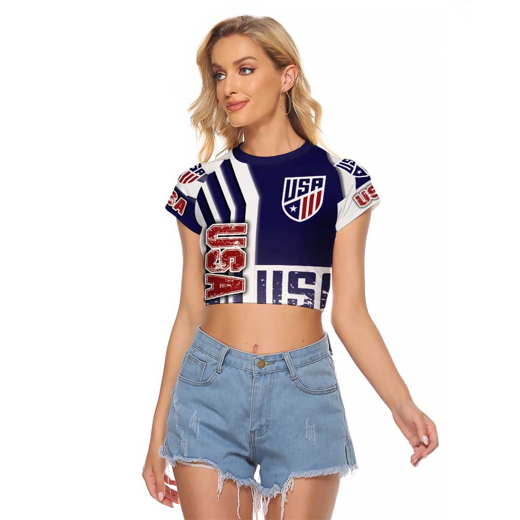 USA Soccer Raglan Cropped T Shirt The Stars and Stripes Football - Road To Champion - Wonder Print Shop