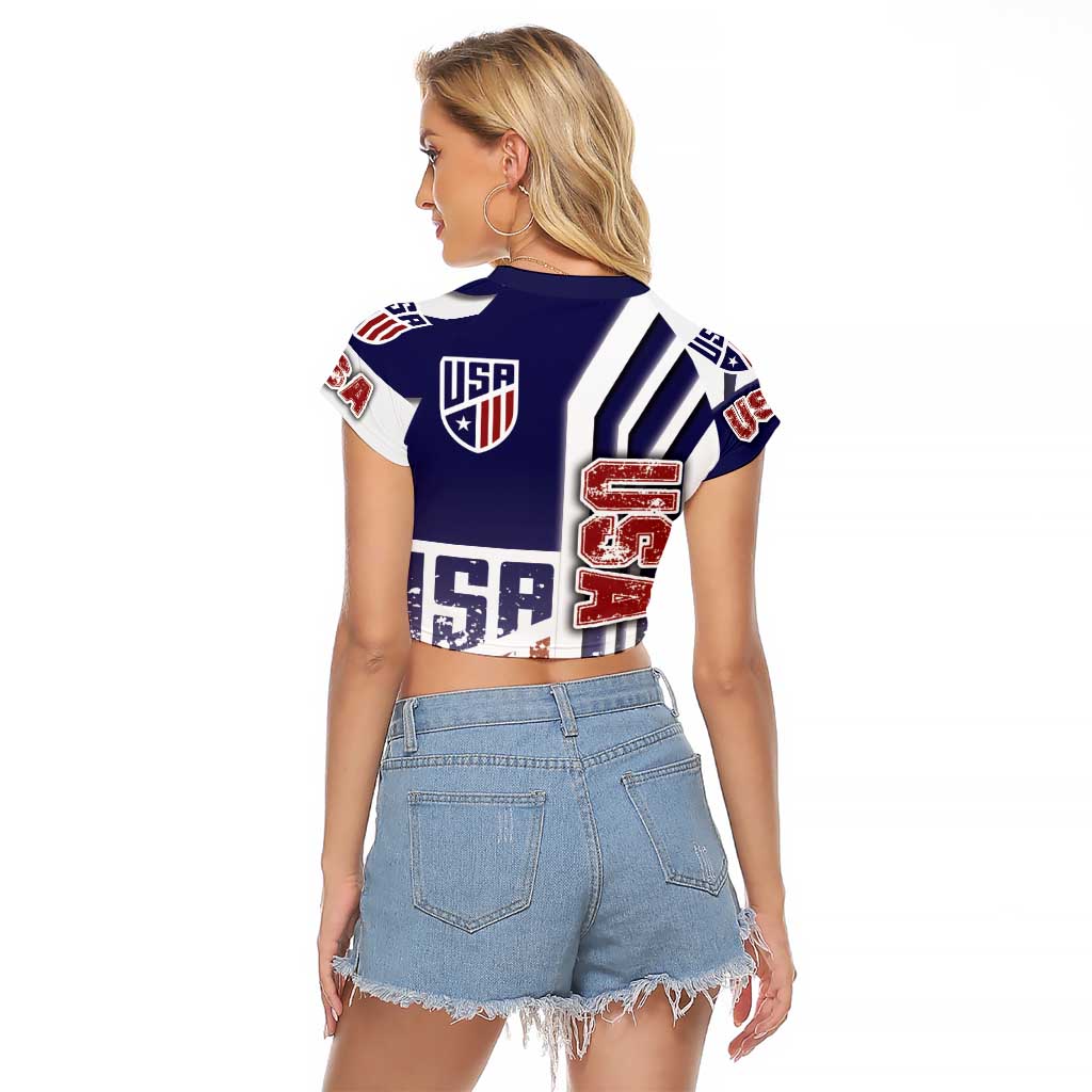 USA Soccer Raglan Cropped T Shirt The Stars and Stripes Football - Road To Champion - Wonder Print Shop