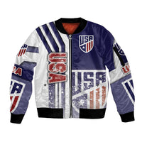 USA Soccer Sleeve Zip Bomber Jacket The Stars and Stripes Football - Road To Champion - Wonder Print Shop
