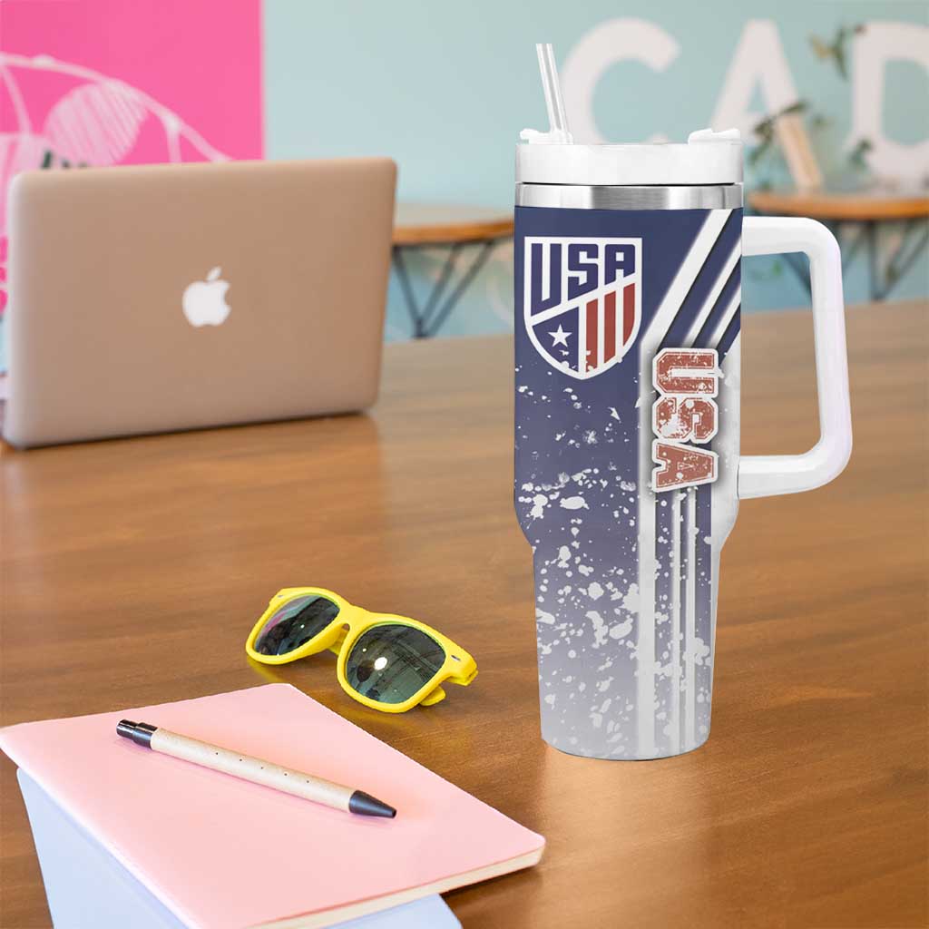 USA Soccer Tumbler With Handle The Stars and Stripes Football - Road To Champion