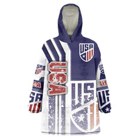 USA Soccer Wearable Blanket Hoodie The Stars and Stripes Football - Road To Champion - Wonder Print Shop