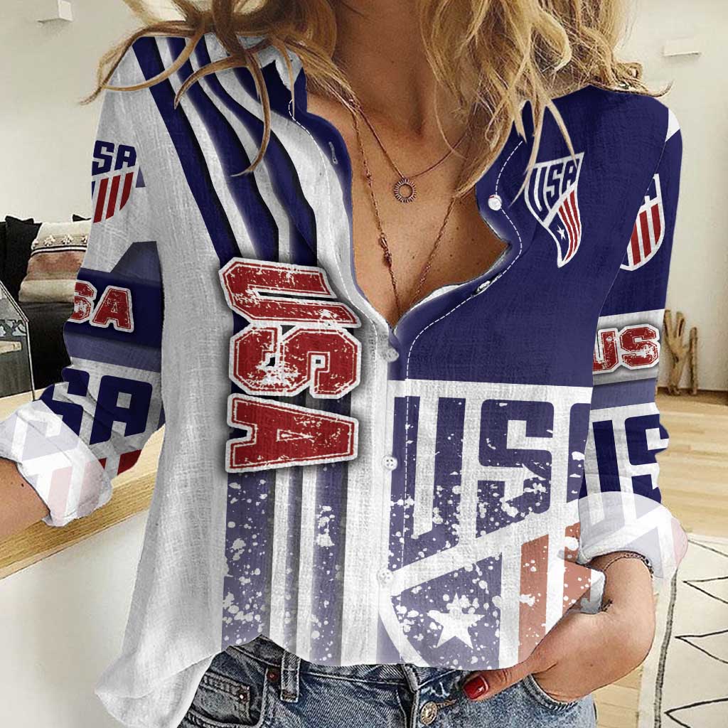 USA Soccer Women Casual Shirt The Stars and Stripes Football - Road To Champion - Wonder Print Shop