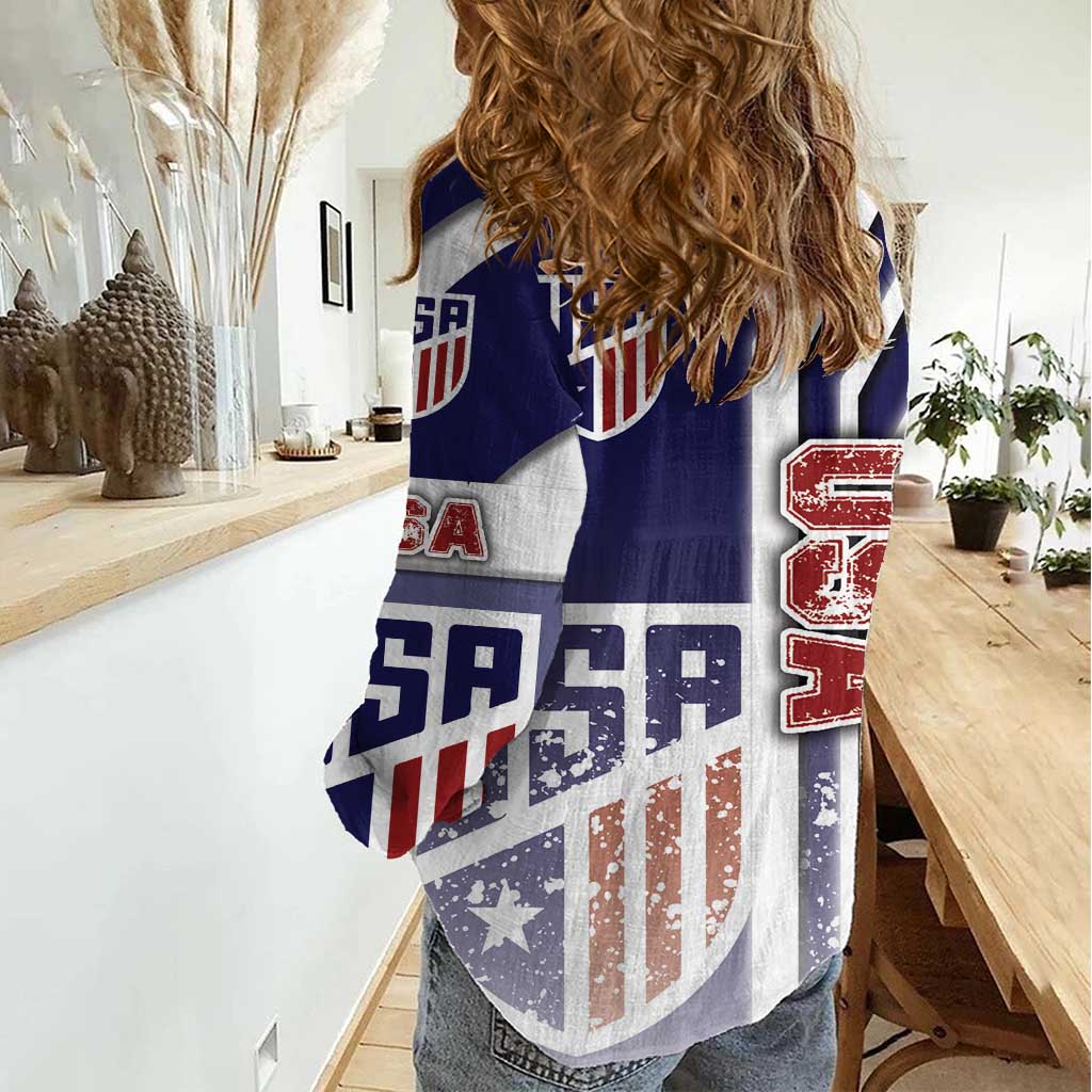 USA Soccer Women Casual Shirt The Stars and Stripes Football - Road To Champion - Wonder Print Shop