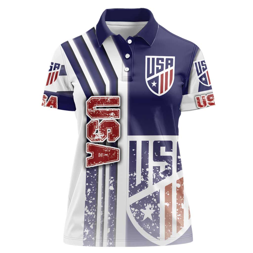 USA Soccer Women Polo Shirt The Stars and Stripes Football - Road To Champion - Wonder Print Shop