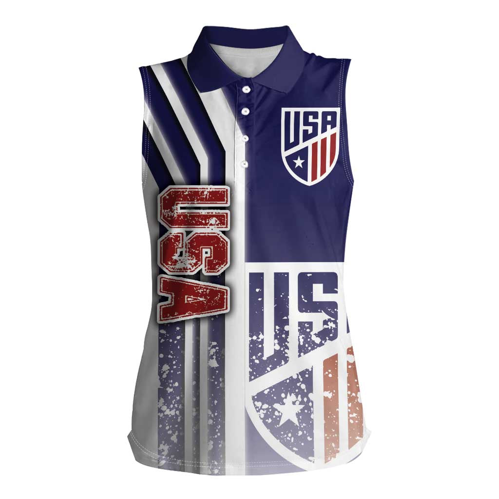 USA Soccer Women Sleeveless Polo Shirt The Stars and Stripes Football - Road To Champion - Wonder Print Shop