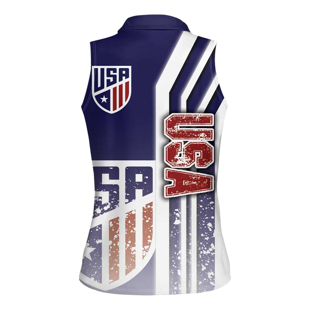 USA Soccer Women Sleeveless Polo Shirt The Stars and Stripes Football - Road To Champion - Wonder Print Shop