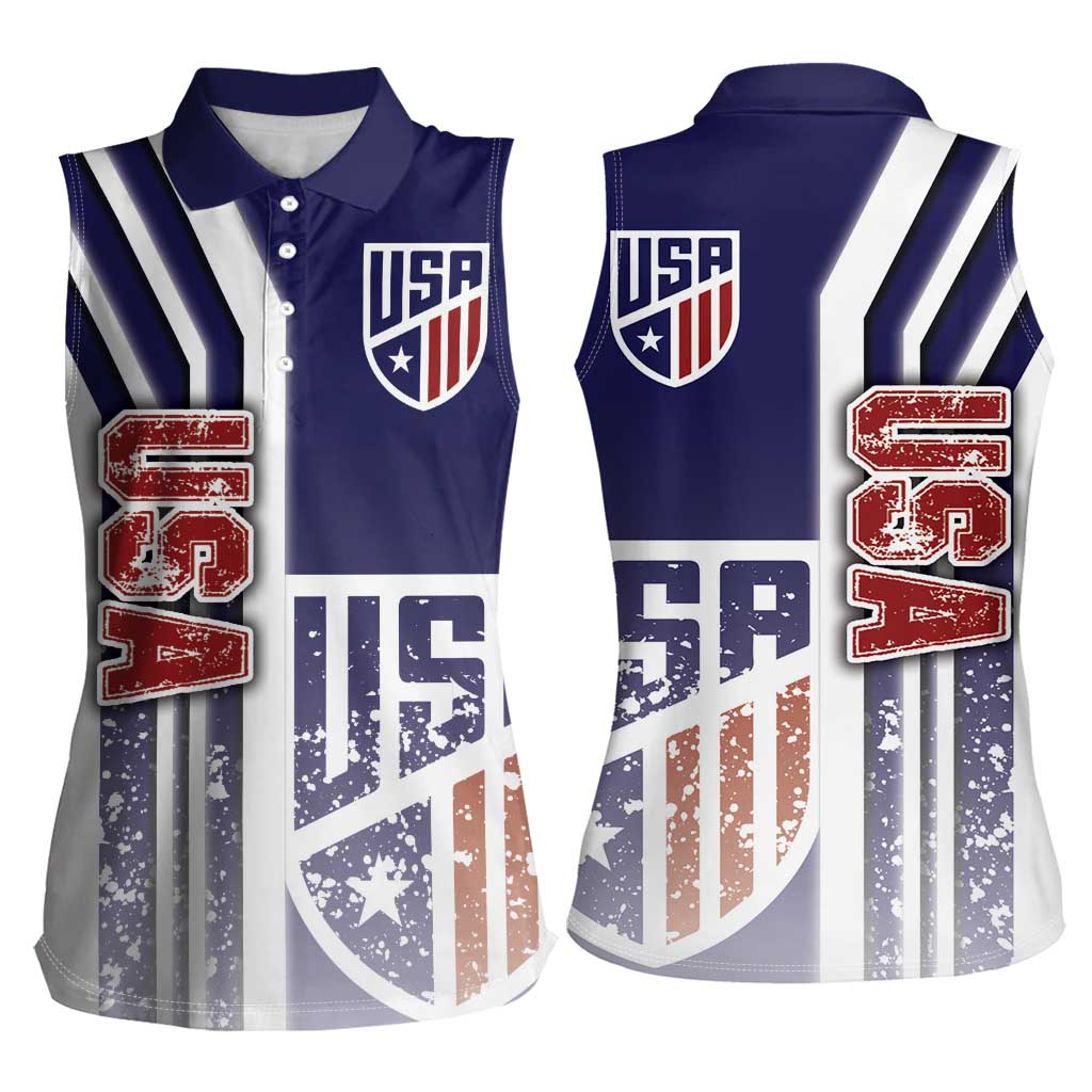 USA Soccer Women Sleeveless Polo Shirt The Stars and Stripes Football - Road To Champion - Wonder Print Shop