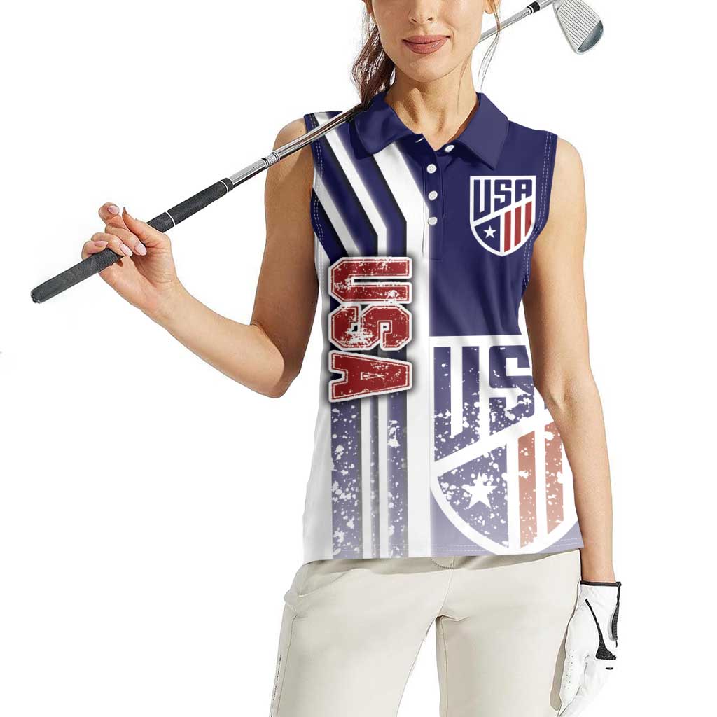 USA Soccer Women Sleeveless Polo Shirt The Stars and Stripes Football - Road To Champion - Wonder Print Shop