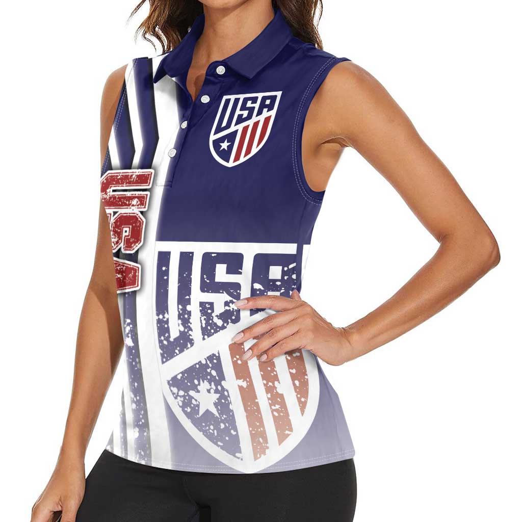 USA Soccer Women Sleeveless Polo Shirt The Stars and Stripes Football - Road To Champion - Wonder Print Shop