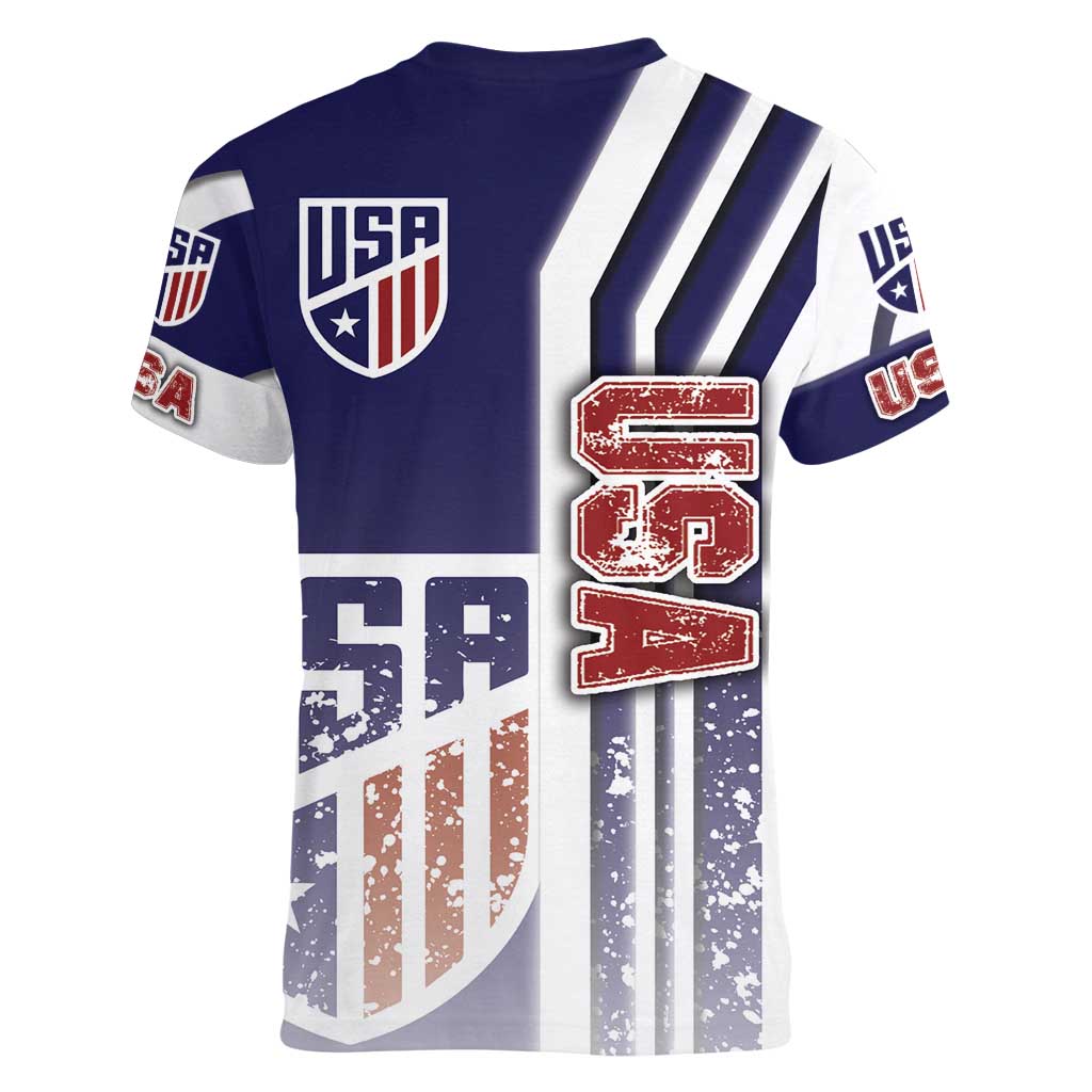 USA Soccer Women V-Neck T-Shirt The Stars and Stripes Football - Road To Champion - Wonder Print Shop