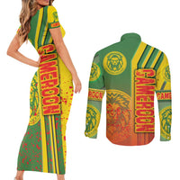 Cameroon Football Couples Matching Short Sleeve Bodycon Dress and Long Sleeve Button Shirt Indomitable Lions Soccer - Road To Champion