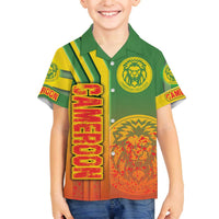 Cameroon Football Family Matching Off The Shoulder Long Sleeve Dress and Hawaiian Shirt Indomitable Lions Soccer - Road To Champion