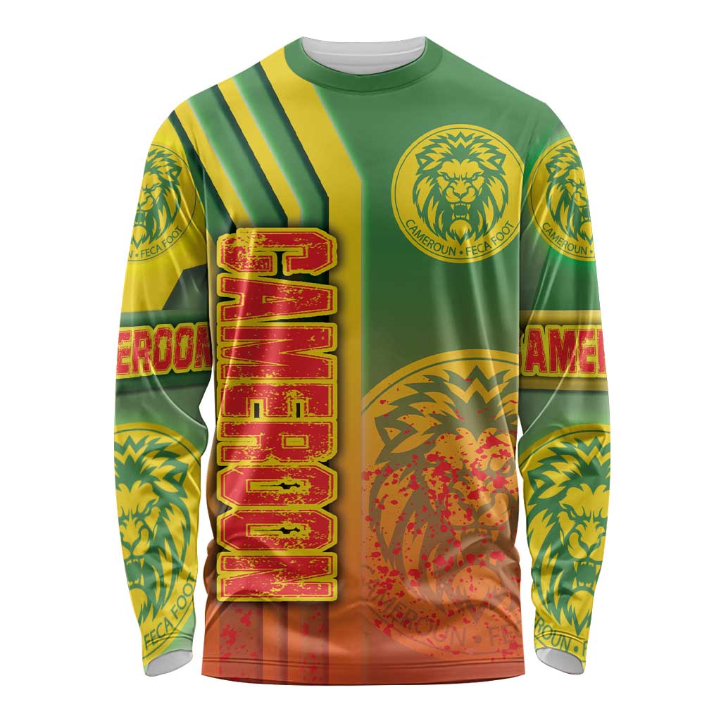 Cameroon Football Long Sleeve Shirt Indomitable Lions Soccer - Road To Champion - Wonder Print Shop